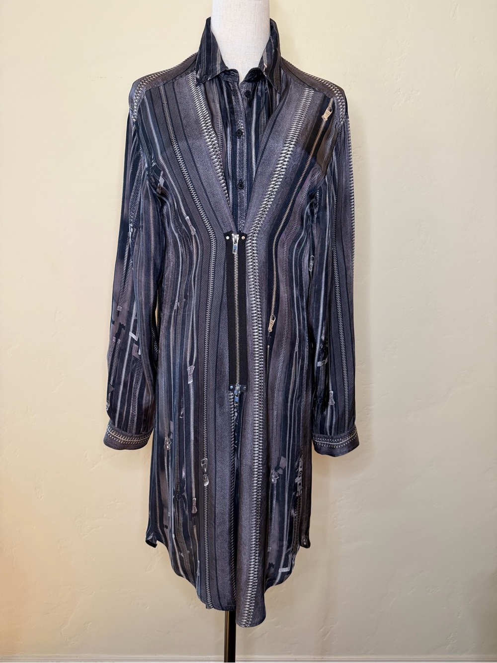 Jean Paul Gaulthier for Lindex black grey Zipper print dress Size EU 40 US 6 8